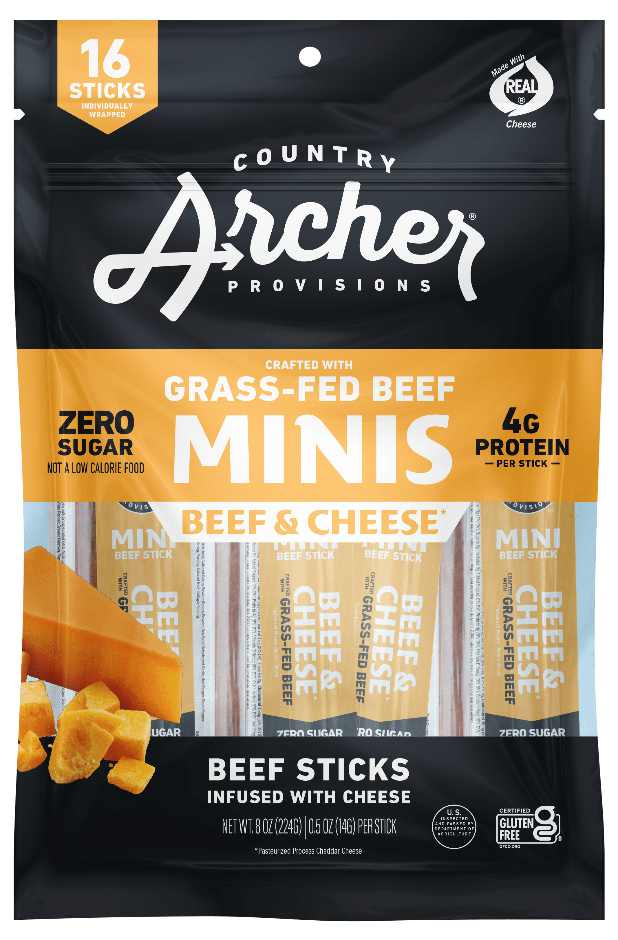 Archer Beef & Cheese Mini Sticks 0.5oz 16 Count Bag