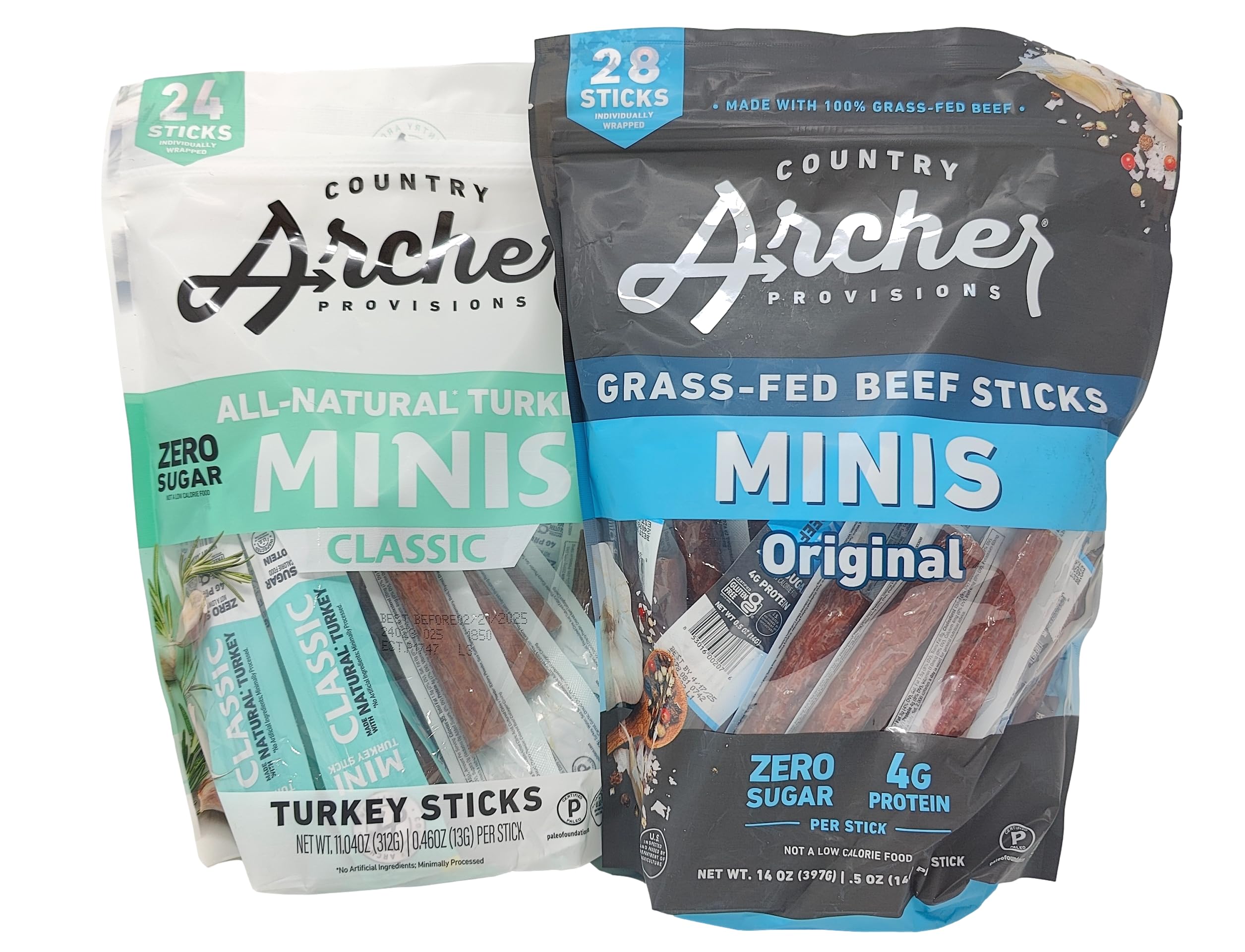 Country Archer Beef & DHF10 Turkey MiniSticks Keto Bundle 24 Pack