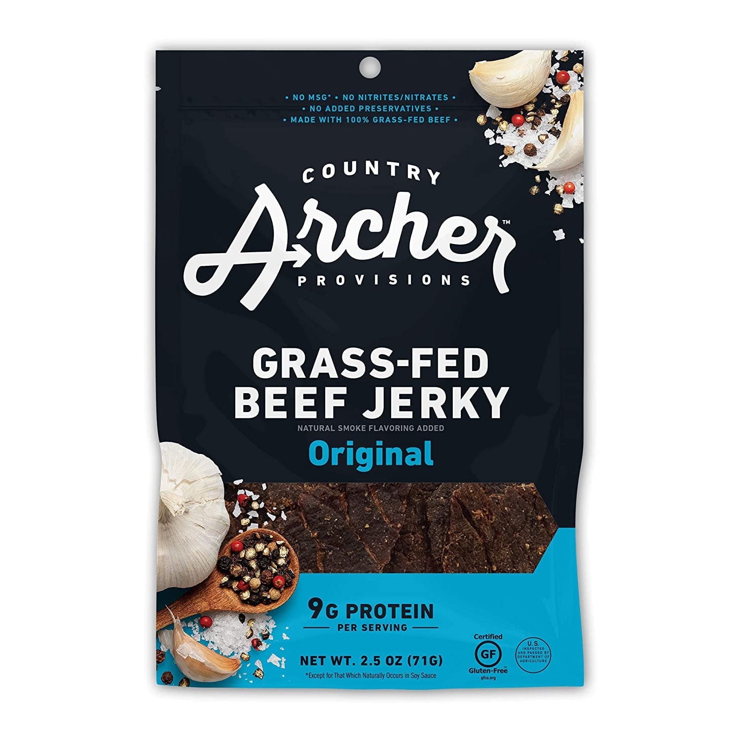 Country Archer Beef Jerky Grass-Fed Original -- 2.5 oz Pack of 3