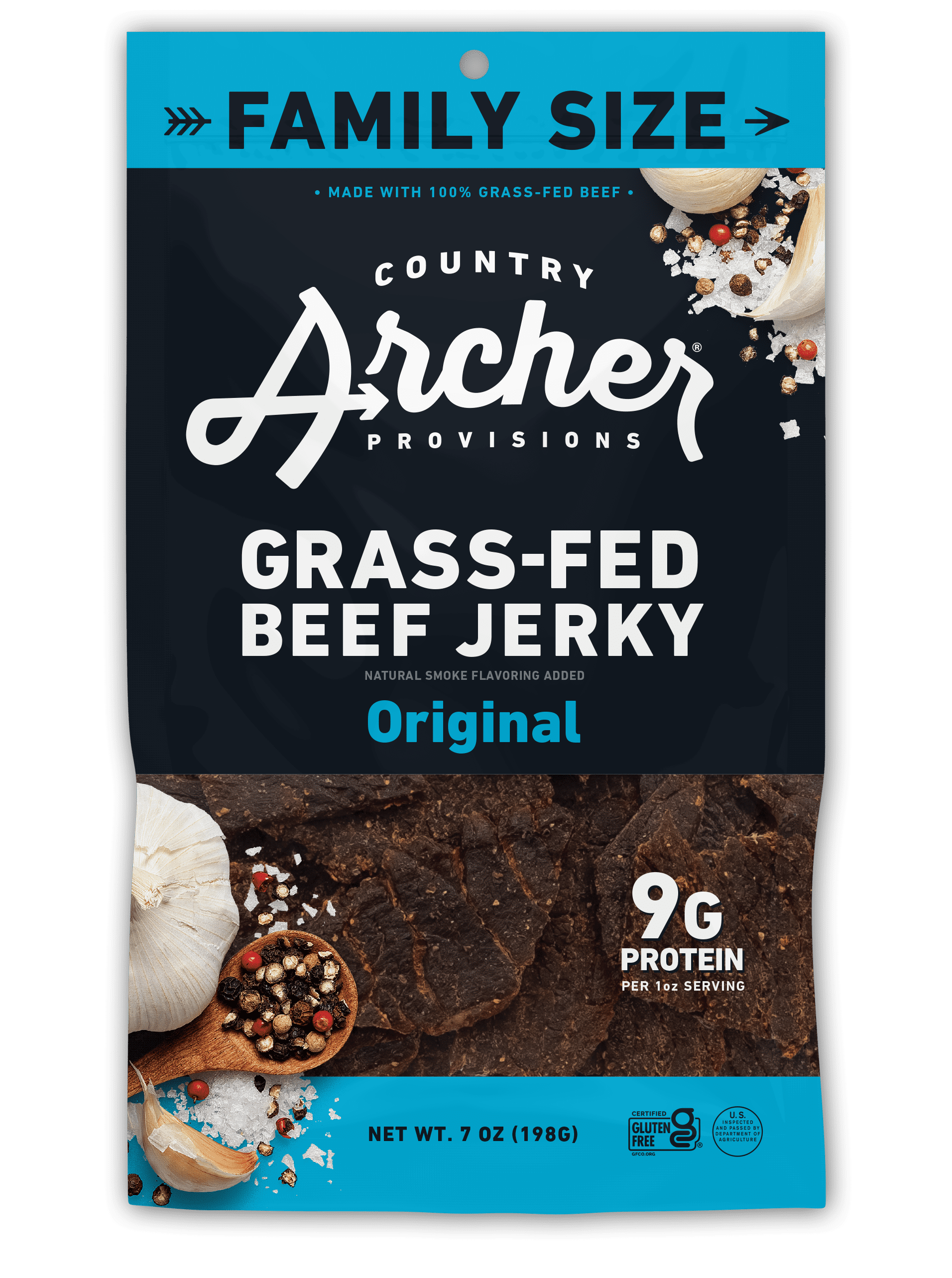 Country Archer Beef Jerky, Original, 7 oz Pack Of 8