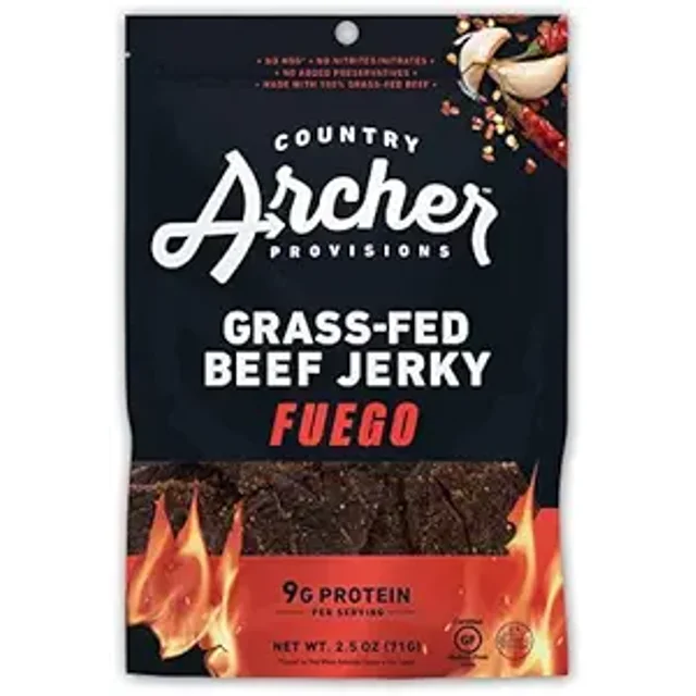 Country Archer Gluten Free GrassFed Beef Jerky Fuego 2.5 oz