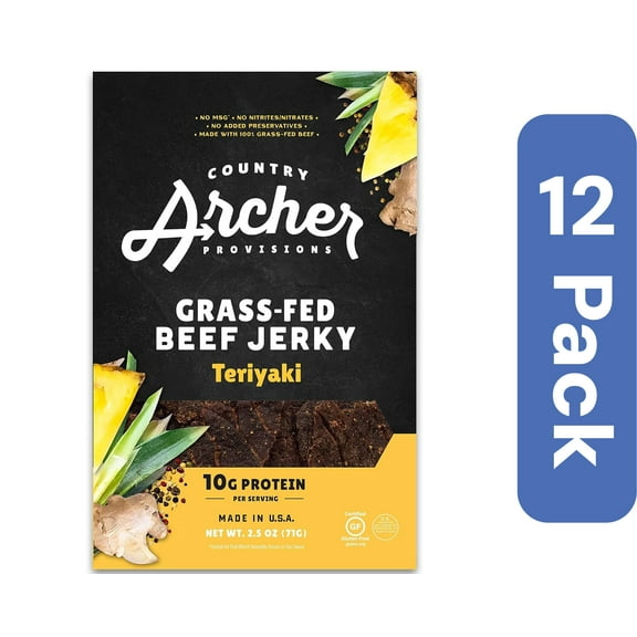 Country Archer Jerky Beef Teriyaki 2.5 Ounces Pack Of 12