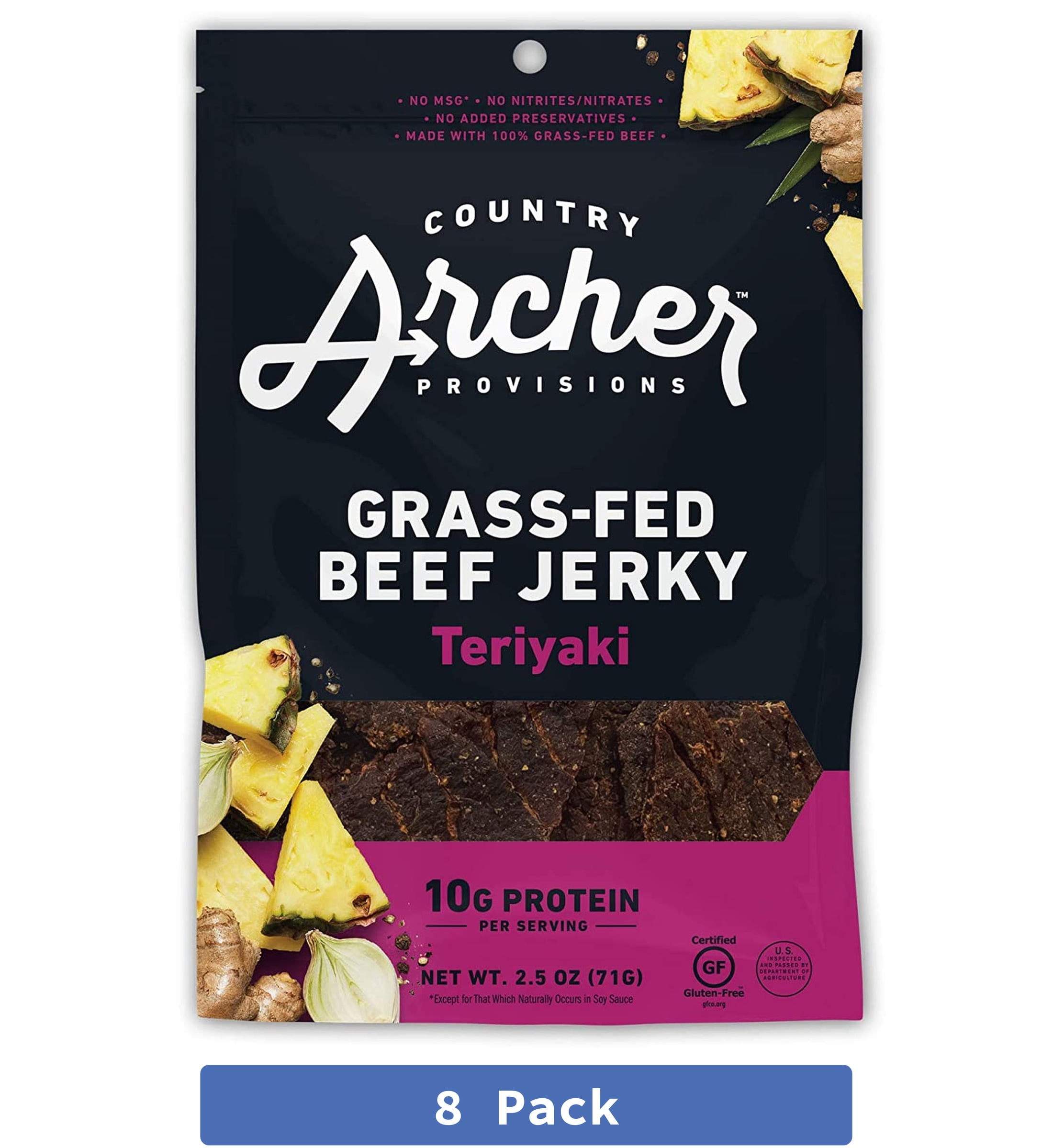 Country Archer Jerky Beef Teriyaki 7 Ounces Pack Of 8
