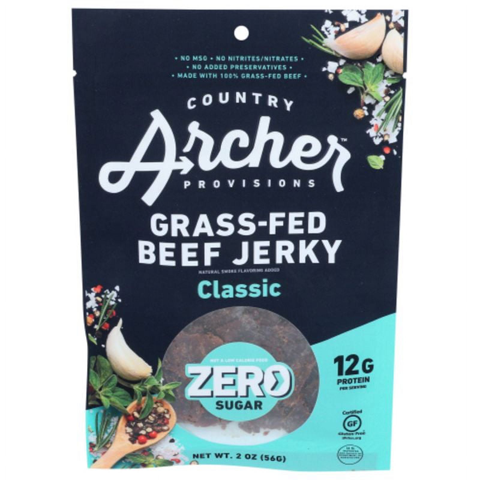 Country Archer Jerky Co Classic Zero Sugar GrassFed Beef Jerky 2 oz