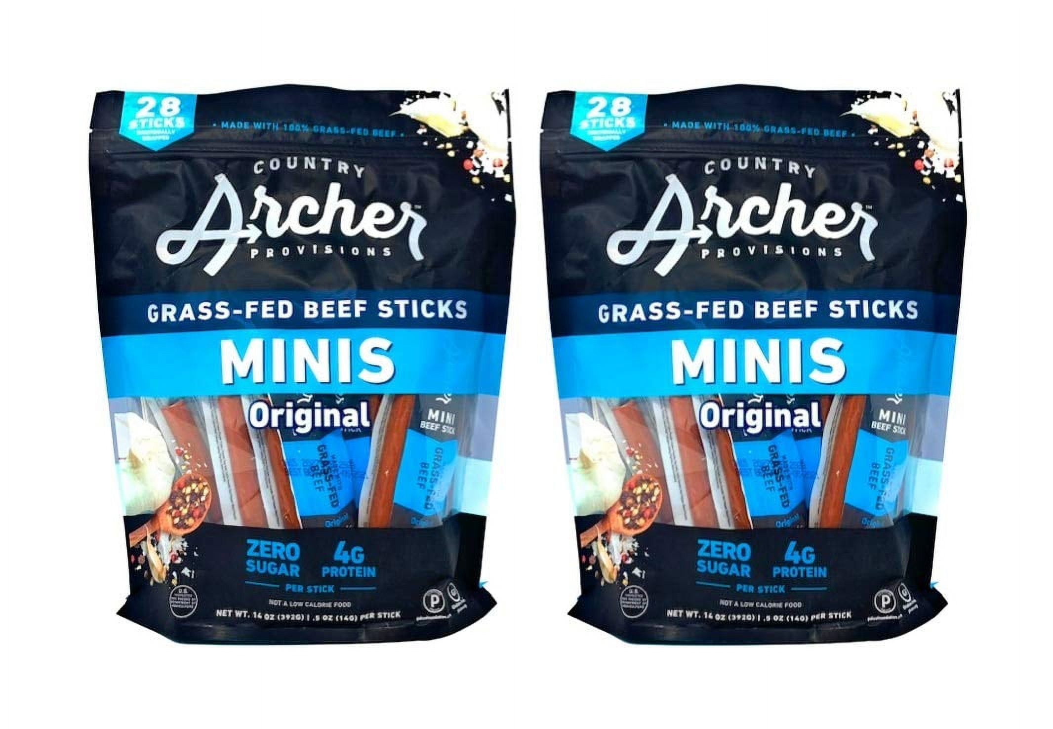 Country Archer Mini Beef DHF10&nbsp;Sticks Original Flavor - 56 Individually Wrapped Mini Beef Sticks Total - Gluten Free - Made With 100% Grass Fed Beef - Certified Paleo