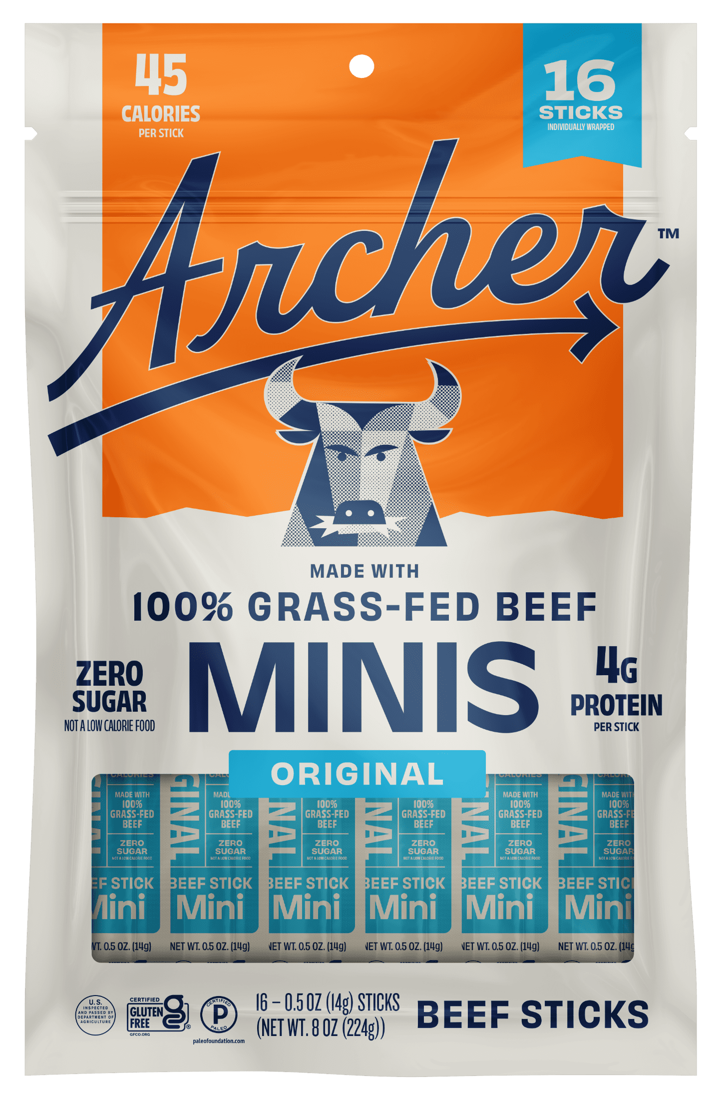 Archer Original Beef Mini Sticks 0.5oz 16 Count Bag