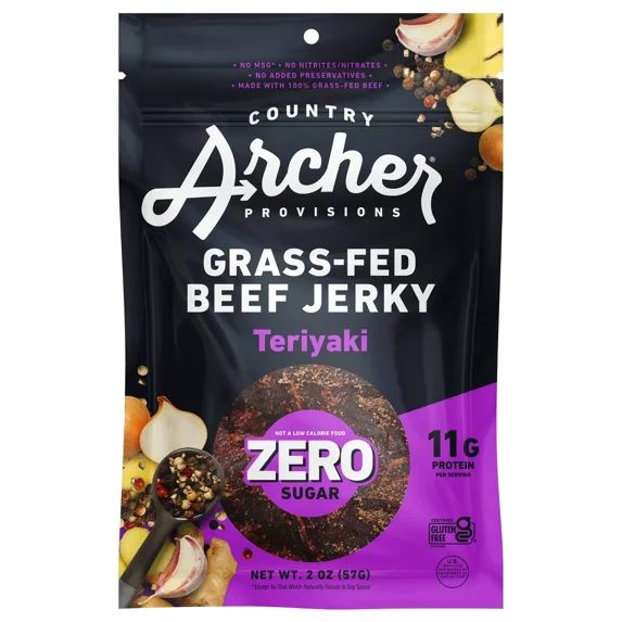 Country Archer Teriyaki Zero Sugar Grass Fed Beef Jerky