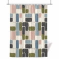 thumbnail image 1 of Country Art Shower Curtain, Watercolor Green Blue Beige Geometric Grid Waterproof Shower Curtain Set with 12 Hooks Lightweight Bath Curtains Fabric Bathroom Decor 36x72 Inches, 1 of 9