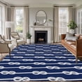 thumbnail image 1 of Country Art Washable Living Room Rugs 5'x7', Vintage Navy Blue Knot Texture Decoration Low Pile Throw Large Area Rugs Non-Slip Sturdy Edge Binding Carpet for Dining Room Bedside Kitchen, 1 of 9