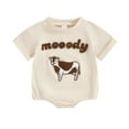 thumbnail image 1 of Country Baby Outfit Boy Girl Western Cow Embroidery Cowboy Romper Bodysuit Summer Short Sleeve One Piece Clothes, 1 of 7