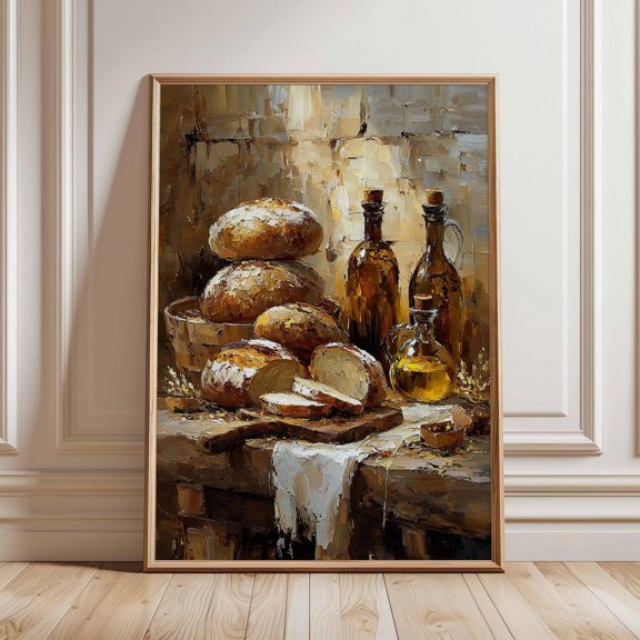 Country Bakery Bread Still Life Rustic Poster UNFRAMED PAPER POSTER, Home Decor