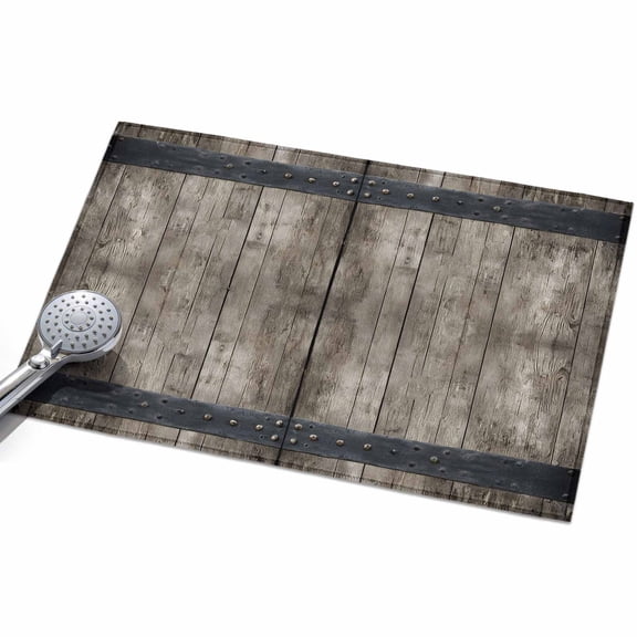 Country Barn Door Area Rugs 2x3ft Distressed Retro Brown Wood Grain Rivet Floor Rug&nbsp;Non Slip Low Pile Ultra Soft Throw Carpet for Entryway Indoor Entrance Kitchen Bathroom