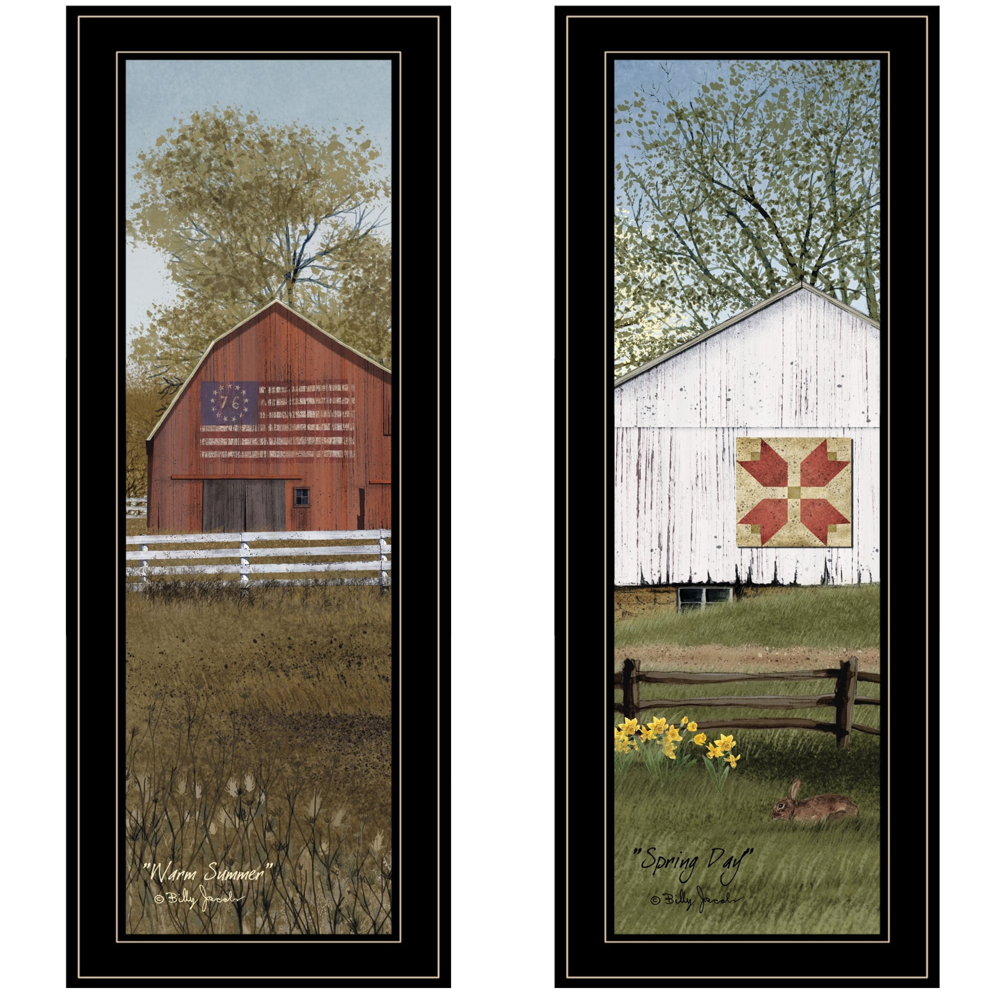 Country Barns Black Framed Canvas Wall Art Set