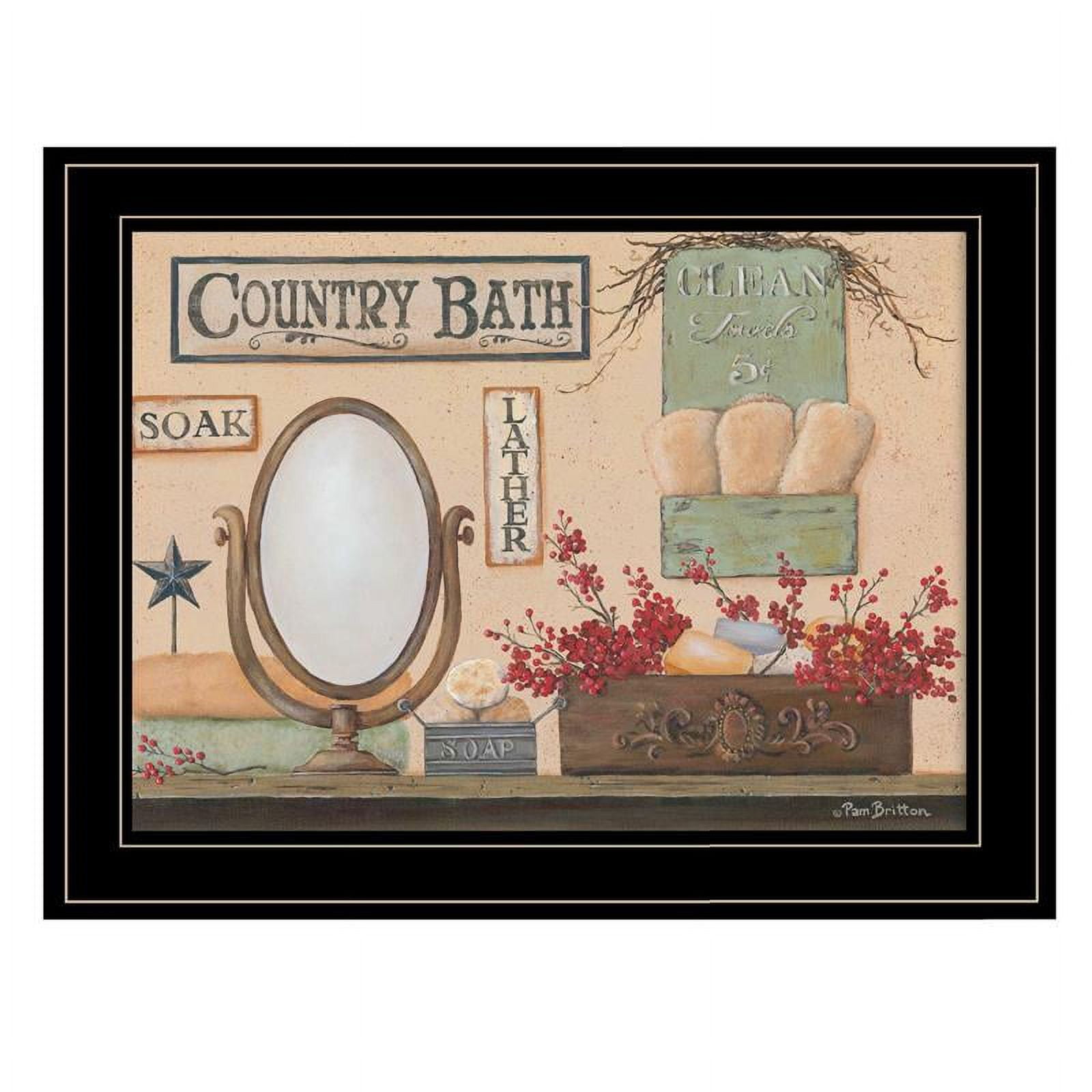 Country Bath Multi-Color Canvas Print with Black Frame