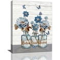 thumbnail image 1 of Country Bathroom Wall Art Farmhouse Flower Bathroom Wall Decor Rustic Blue Floral Butterfly Relax Soak Unwind Pictures Canvas Prints Framed Modern Artwork for Home Bathroom Toilet 12"x16", 1 of 6