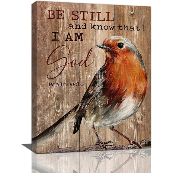 Country Bird Wall Art Rustic Farmhouse Robin Redbreast Pictures Wall Decor Canvas Print Inspirational Painting Framed Home Artwork For Bathroom Living Room Bedroom Kitchen Office 12"x16"