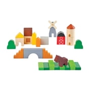 PlanToys  Country Blocks Wooden Montessori Building and Imaginative Play Set | Creativity, Fine Motor Skills and Early STEM Learning Activity | Eco Friendly Open Ended Construction Toy