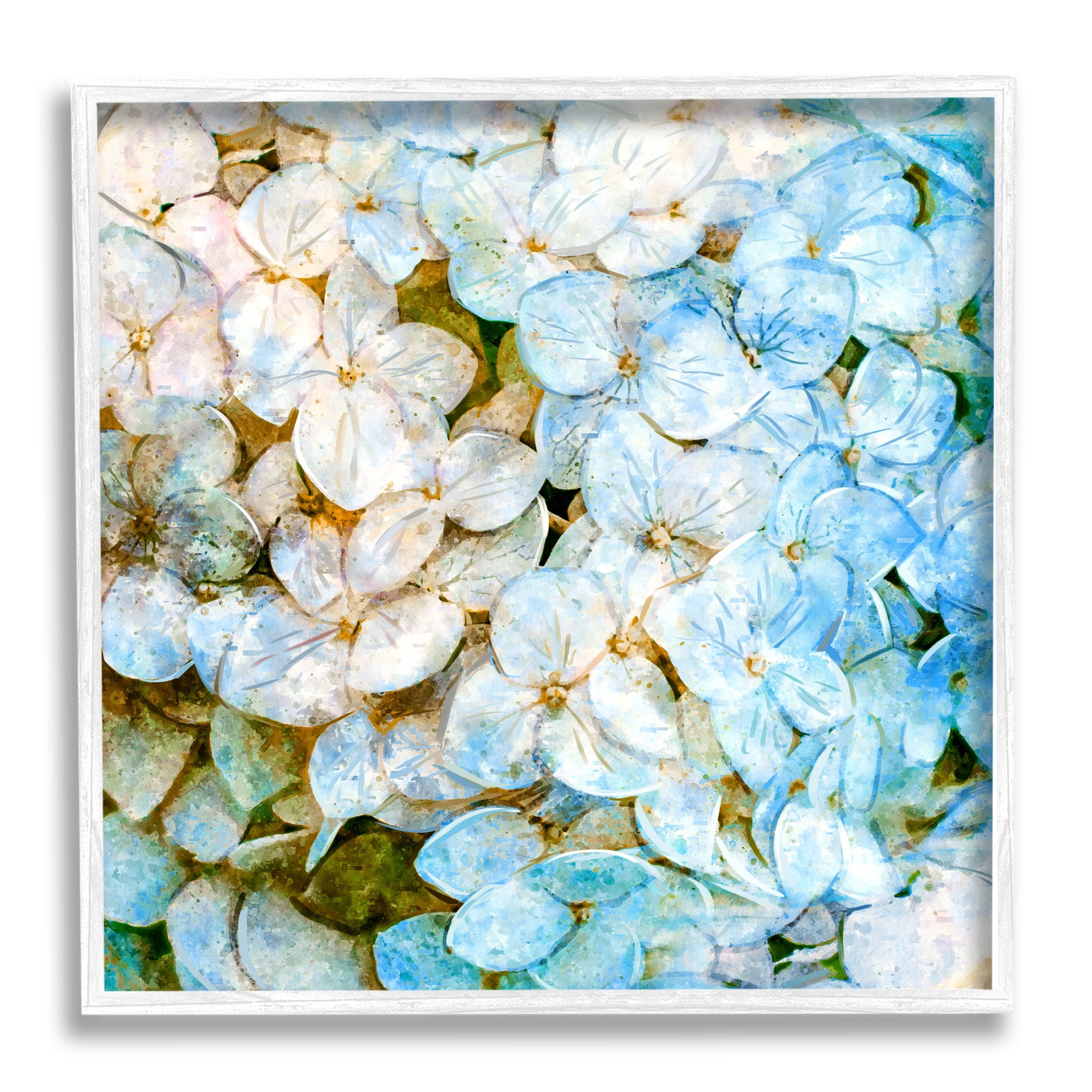 Country Blooming Hydrangeas Botanical & Floral Graphic Art White Framed Art Print Wall Art