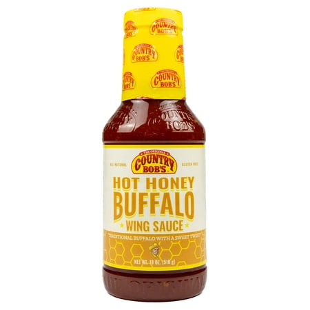 Country Bob’s Hot Honey Buffalo Wing Sauce, 18 oz Bottle, Gluten-Free