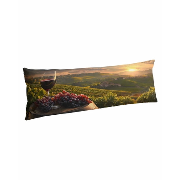Country Body Pillow Covers, Grapes Casks Wine Farmhouse Soft Bed Throw Pillowcases Breathable Cooling Long Lumbar Body Pillow Sham Cover for Bed Sofa 20''x54''