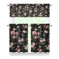 thumbnail image 1 of Country Bohemian Curtains 36 Inch - 3 Panel Rustic Floral Set with Vintage Botanical Print, Rod Pocket Kitchen Window Drapes for Farmhouse Style, 1 of 6