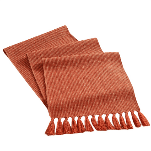 Country Bohemian Table Runner Handmade Tassel Orange Table Runner Suitable for Home Use