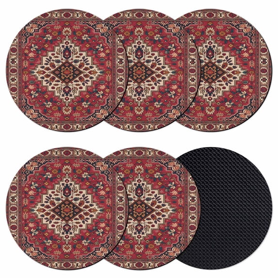 Country Boho Coasters Set of 6, Absorbent Coasters for Drinks, Farmhouse Ethnic Abstract Nation Aesthetic Coaster for Desk Coffee Table Protection, Home Decor House Warming Gifts 4"