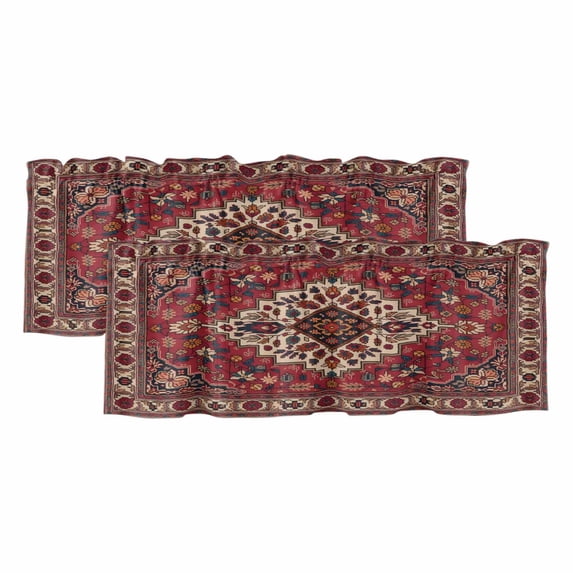 Country Boho Curtain Valances for Windows, Kitchen Valance Window Treatments Panel 2 Pack, Farmhouse Ethnic Abstract Nation Aesthetic Rod Pocket Short Curtains for Bathroom Bedroom 42 x 12 Inch