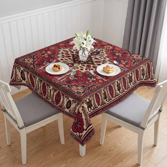 Country Boho Table Cloth Waterproof Tablecloths, Farmhouse Ethnic Abstract Nation Aesthetic Tablecloth Dining Table Cover for Kitchen Party Tabletop Outdoor, Square Tablecloth 54x54 Inch