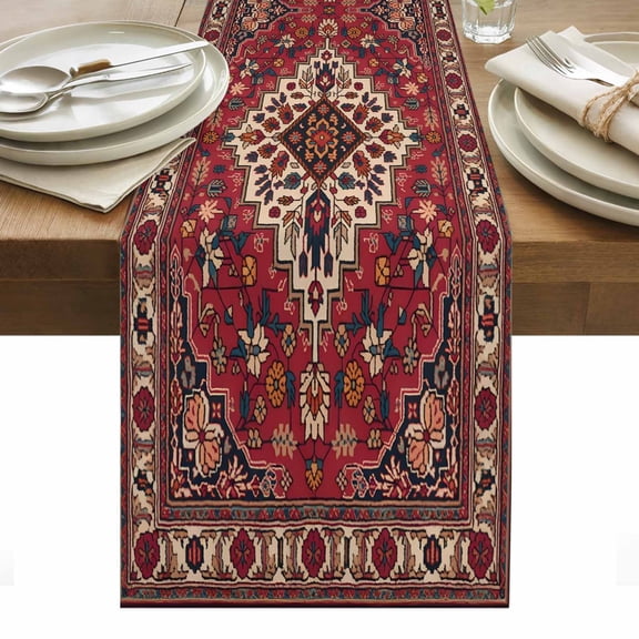Country Boho Table Runner - 48 Inch Long, Kitchen Dining Table Runner Dresser Scarves, Farmhouse Ethnic Abstract Nation Aesthetic Farmhouse Decor for Coffee Tables Wedding Party Banquet