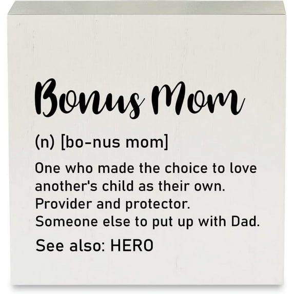 Country Bonus Mom Definition Wood Box Sign Bonus Mom Wooden Box Sign Decorative Sign Block Plaque For Home Desk Table Shelf Decor 5x5