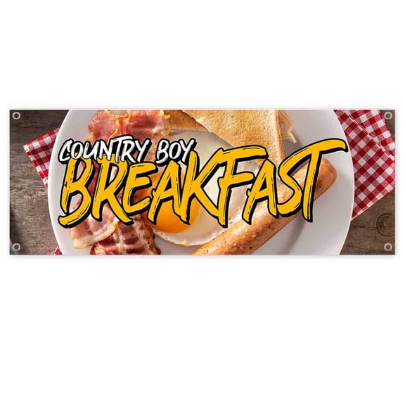 Country Boy Breakfast 13 oz Vinyl Banner With Metal Grommets