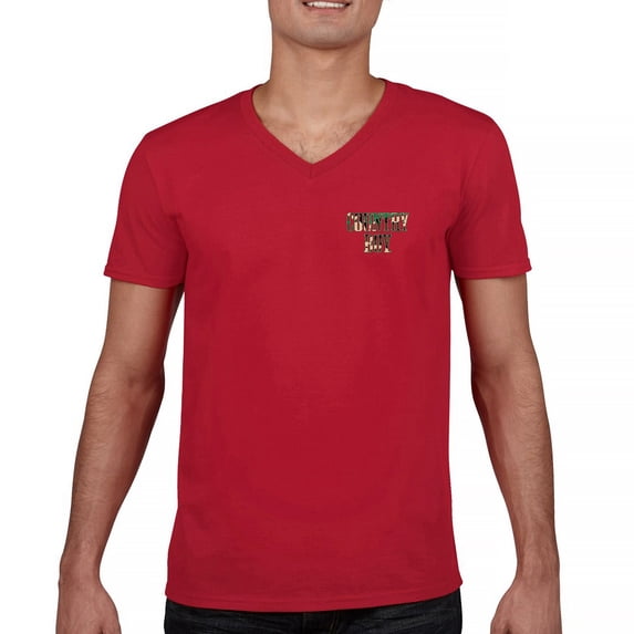 Country Boy Camo Crest Men's V-Neck T-shirt Small Town Rodeo Cowboy USA Military