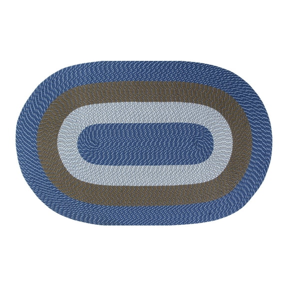 Better Trends 8' x 11' Oval Braided Rug 100% Polypropylene Durable and Stain Resistant Reversible Indoor Area Utility Rug, Country Stripe Collection - Chambray Stripe