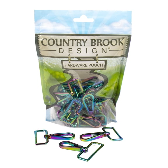 Country Brook Design® 1 1/2 Inch Iridescent Rainbow Purse Lobster Clasp Swivel Snap Hook, 10 Pack