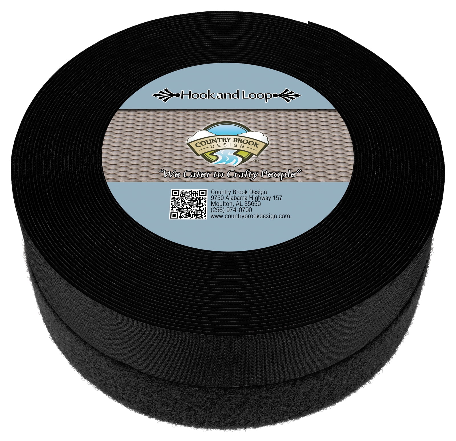 Country Brook Design | 1 1/2 inch Black Sew on Hook and Loop, 2 Rolls of 3 Yards