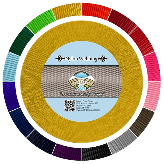 Country Brook Design® 1 1/2 inch Gold Heavy Duty Nylon Webbing, 5 Yards