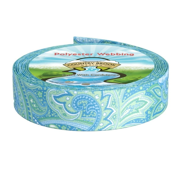 Country Brook Design® 1 1/2 inch Green Paisley Polyester Webbing, 5 Yards