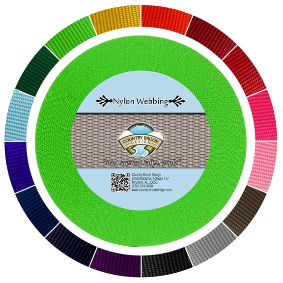 Country Brook Design® 1 1/2 inch Hot Lime Green Heavy Duty Nylon Webbing, 50 Yards