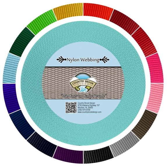 Country Brook Design® 1 1/2 inch Light Cyan Heavy Nylon Webbing, 50 Yards