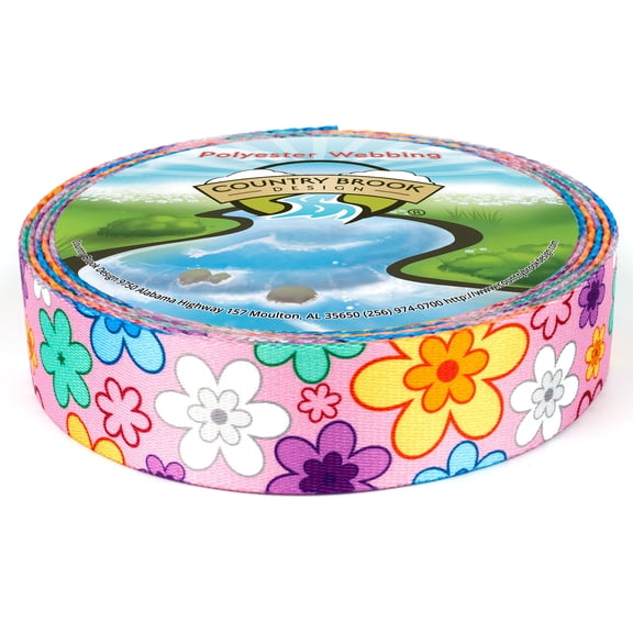 Country Brook Design® 1 1/2 inch May Flowers Polyester Webbing, 5 Yards