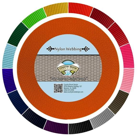 Country Brook Design® 1 1/2 inch Orange Heavy Duty Nylon Webbing, 50 Yards