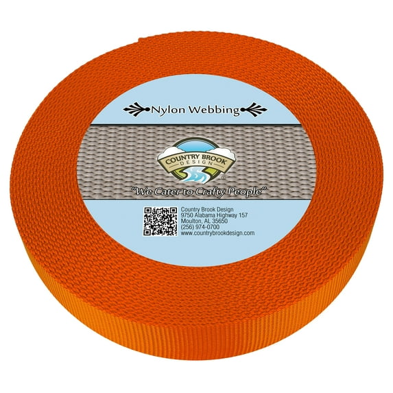 Country Brook Design® 1 1/2 inch Orange Heavy Duty Nylon Webbing, 50 Yards
