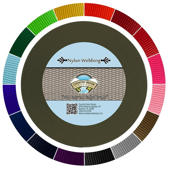 Country Brook Design® 1 1/2 inch Ranger Green Heavy Duty Nylon Webbing, 50 Yards