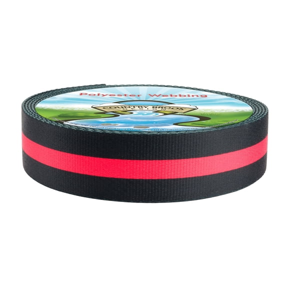 Country Brook Design® 1 1/2 inch Thin Red Line Polyester Webbing, 5 Yards