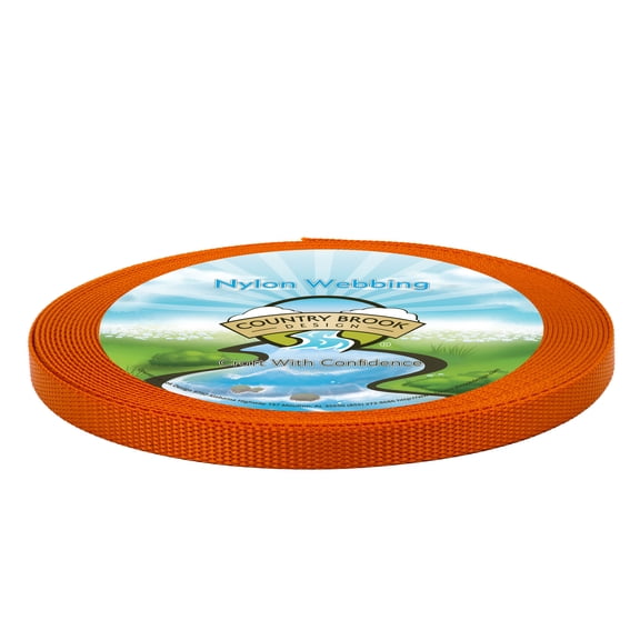 Country Brook Design® 1/2 Inch Orange Heavy Duty Nylon Webbing, 20 Yards
