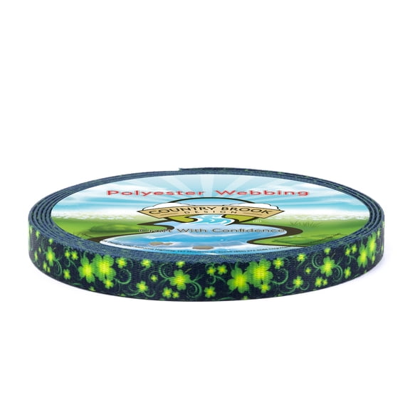 Country Brook Design® 1/2 inch Clovers in the Wind Polyester Webbing, 5 Yards