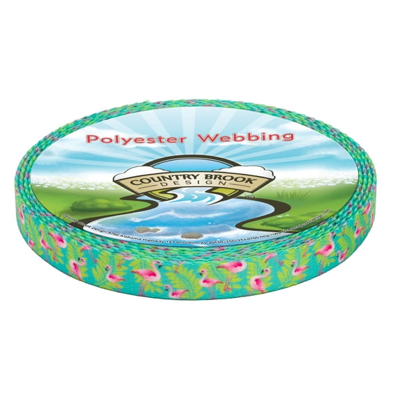 Country Brook Design® 1/2 inch Flamingos Polyester Webbing, 5 Yards