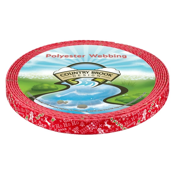 Country Brook Design® 1/2 inch Ho Ho Ho Polyester Webbing, 5 Yards