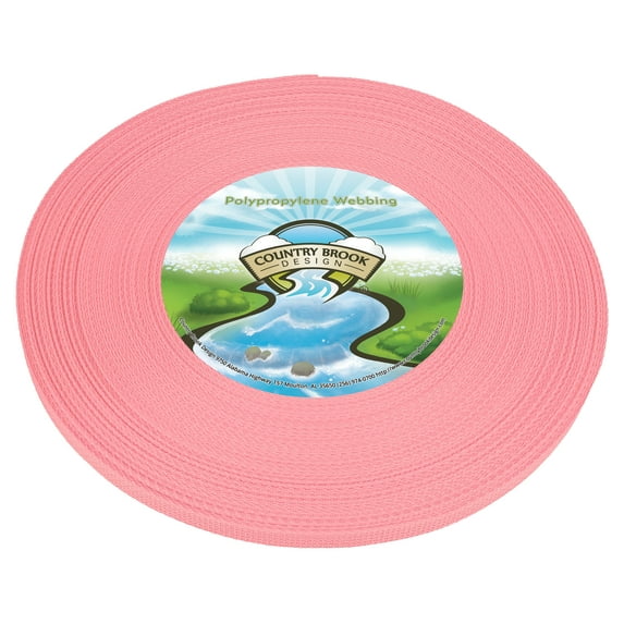 Country Brook Design® 1/2 inch Pastel Pink Polypro Webbing, 50 Yards